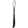 Flogger do gry dominacji z koralikami, 20 cali, czarny z faux leather