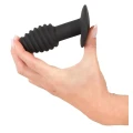 Korek analny wibracyjny typu twist z silikonu - Black Velvets, 7 trybów, 10,7 cm