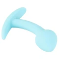 Mini korek analny Cuties Plugs Blue - silikonowy, elastyczny z krzywizną stymulującą prostatę