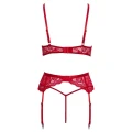 Zestaw bielizny świątecznej L/XL - biustonosz, pas do pończoch i stringi z koronki
