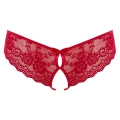 Koronkowe majtki L, z wycięciem w kroku, ozdobne kokardki, kwiatowy wzór