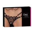 Stringi kroju Rio Crotchless S/M z dżetami i koronkowym akcentem, Cottelli LINGERIE