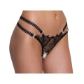 Stringi kroju Rio Crotchless S/M z dżetami i koronkowym akcentem, Cottelli LINGERIE
