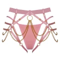 Uprząż typu string w kolorze różowym S-L z łańcuszkami i regulacją pasków
