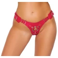 Stylowy strap-on Bad Kitty w kolorze czerwonym, rozmiar S-L, regulowany z metalowymi detalami
