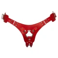 Stylowy strap-on Bad Kitty w kolorze czerwonym, rozmiar S-L, regulowany z metalowymi detalami