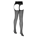Rajstopy z pończochami Suspender Tights 5 z koronkowymi wycięciami i elastycznym materiałem