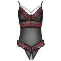 Bielizna koronkowa Crotchless Body L/XL z regulowanymi paskami i otwartym kroczem