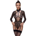 Bodystocking koronkowy S z regulowanymi szelkami i niskim dekoltem, Cottelli LINGERIE