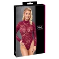 Koronkowe body w kolorze bordowym, rozmiar L, długie rękawy, elastyczne, od Cottelli LINGERIE