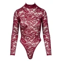 Koronkowe body w kolorze bordowym, rozmiar L, długie rękawy, elastyczne, od Cottelli LINGERIE