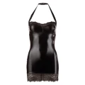 Sukienka halterneck w stylu wet look, czarna, rozmiar S, z zapięciem na zatrzask