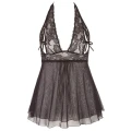 Koronkowa babydoll w rozmiarze 3XL z halter szyjką i rozciętymi miseczkami