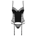 Gorset koronkowy z stringami Bielizna-Sharlotte czarny S/M dla zmysłowego wyglądu
