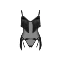 Elegancki gorset i stringi Sherila XL/2XL z regulowanymi ramiączkami i przezroczystym materiałem
