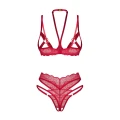 Zmysłowy komplet bielizny otwarty L/XL: biustonosz z odsłoniętymi miseczkami i stringi