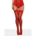 Pończochy S800 czerwone, eleganckie i uwodzicielskie, rozmiar S/M