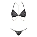 Komplet bielizny damskiej Pantheria 2-częściowy czarny L/XL z łańcuszkami i cętkami