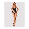Komplet bielizny damskiej Bella Rou, top i figi, rozmiar XS/S, czarny z haftem
