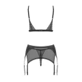 Komplet bielizny Shibu 3-częściowy czarny S/M z koronką i regulowanymi paskami
