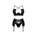 Zestaw ekskluzywnej bielizny Norides 3-częściowy z biustonoszem, stringami i pasem do pończoch M/L