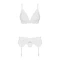 Zmysłowy komplet bielizny 3-częściowy biały S/M z koroną i pasem do pończoch