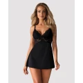 Czarna babydoll z stringami S/M, elegancka bielizna dla zmysłowych wieczorów