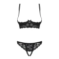 Komplet bielizny koronkowej Letica 2-częściowy otwarty czarny L/XL dla kobiet