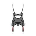 Gorset erotyczny Glandez M/L z regulowanymi ramiączkami i stringami w kolorze czarnym