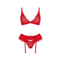 Zestaw bielizny dla kobiet Chilisa 3-częściowy M/L w intensywnej czerwieni