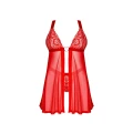 Babydoll Elianes z stringami XS/S w kolorze czerwonym z koronkowymi wstawkami