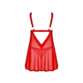Babydoll Elianes z stringami XS/S w kolorze czerwonym z koronkowymi wstawkami