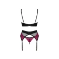 Komplet bielizny damskiej Rosenty 3-częściowy M/L, biustonosz, stringi, pas do pończoch