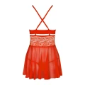 Zmysłowa babydoll z stringami L/XL, czerwona, koronkowe zdobienia, regulowane szelki
