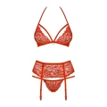 Komplet bielizny seksownej 3-częściowej S/M z koronkowym pasem do pończoch