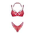 Komplet bielizny koronkowy Matildea 2-częściowy z biustonoszem 2XL/3XL, czerwony