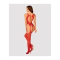 Bodystocking N122 z geometrycznym wzorem w kolorze czerwonym, rozmiar S/M/L