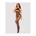 Bodystocking G332 - czarny model S/M/L z elastycznymi detalami i otwartym krokiem