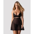 Elegancka babydoll z koronką i stringami XL/2XL od Nutris, modelująca sylwetkę