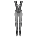 Bodystocking erotyczny N112 S/M/L z delikatnym wzorem i głębokim dekoltem