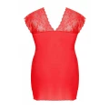 Koszulka nocna SYDNEY XXL+ z koronkowymi detalami i stringami, czerwona elegancja