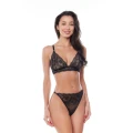 Komplet bielizny LORETTA Black L/XL - elegancki biustonosz i stringi w klasycznym czarnym kolorze