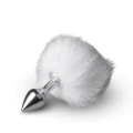 Korek analny Bunny Tail Plug No. 1 - Srebrny z puszystym ogonem, z aluminium