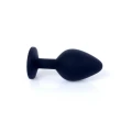 Korek analny z czarnego silikonu z różowym diamentem, średni, 8 cm