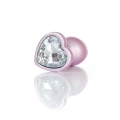 Korek analny Pearl Pink Heart z kryształem, stal nierdzewna, 7 cm, średnica 2,7 cm