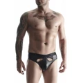 Męskie majtki brazylijskie S wetlook, elastyczne, z przodu dostępne do intymnych chwil