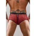 Majtki jockstraps męskie, elastyczne, poziomy design, czarno-czerwony wzór zebry, S