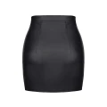Mini spódniczka damska Bielizna-FRANCESCA001 czarna L z ekoskóry z ozdobnymi zamkami