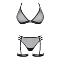 Elegancki komplet bielizny: biustonosz, stringi i podwiązki Bielizna-LadyX Adora L