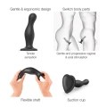 DILDO PLUG CURVY - XL, czarny silikonowy z ergonomiczną formą i przyssawką